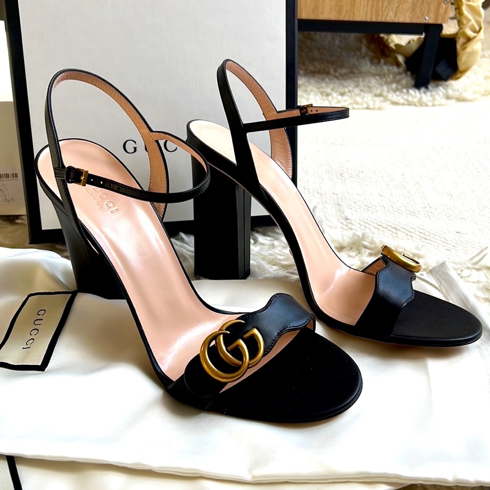 Gucci 2021 Marmont 105mm Heeled Sandals Size EU42